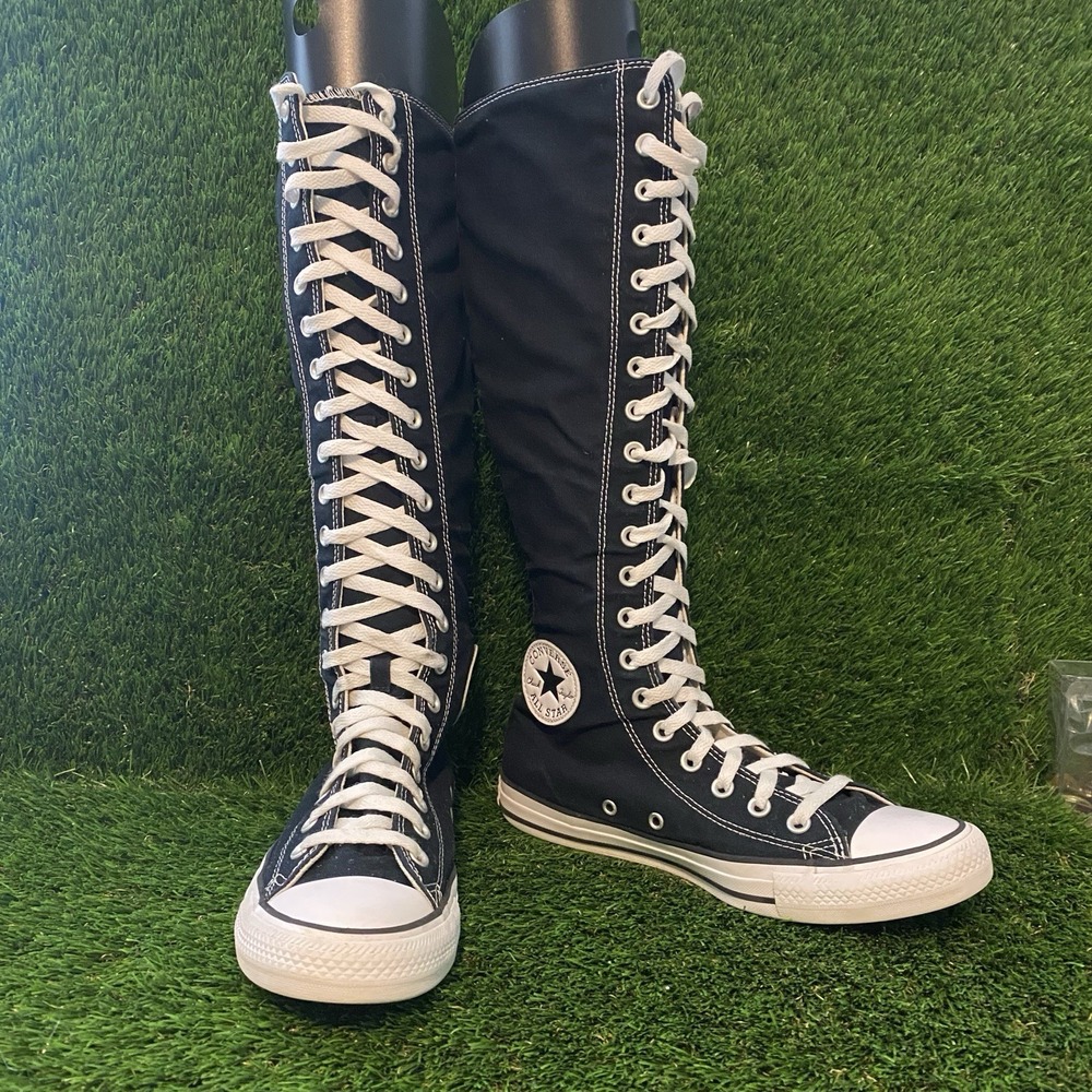 Converse All Star Chuck Taylor Black Knee-High Shoes Zip Up Tall Men 7 Women 9